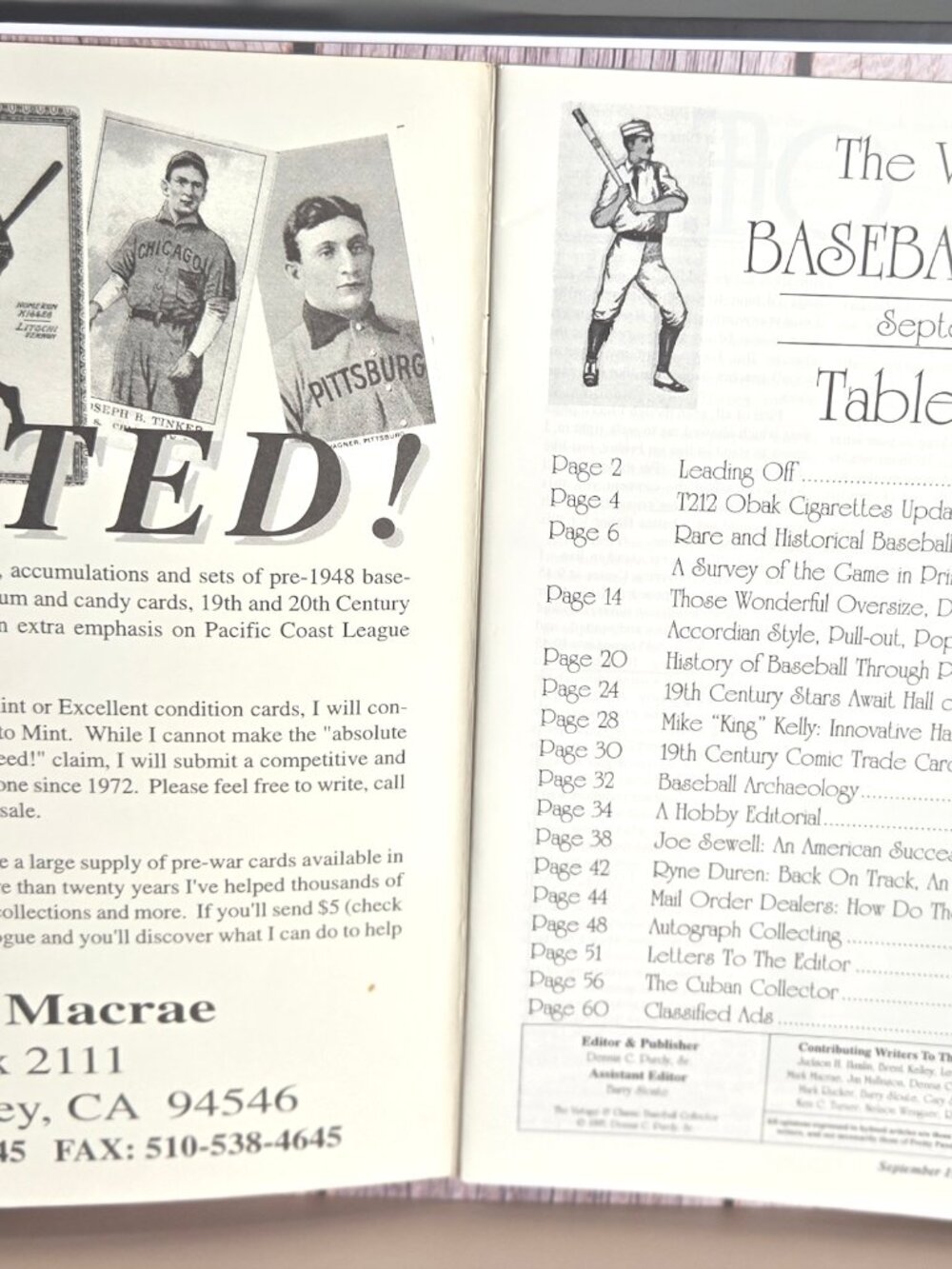 Vintage Baseball Collector Magazine Issue 3 Sept 1995 Cal McVey Cincinnati Reds - Picture 4 of 7